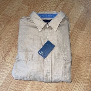 NWT Crown & Ivy Men’s Tan Flannel Long Sleeve Button Down Shirt Size XXL